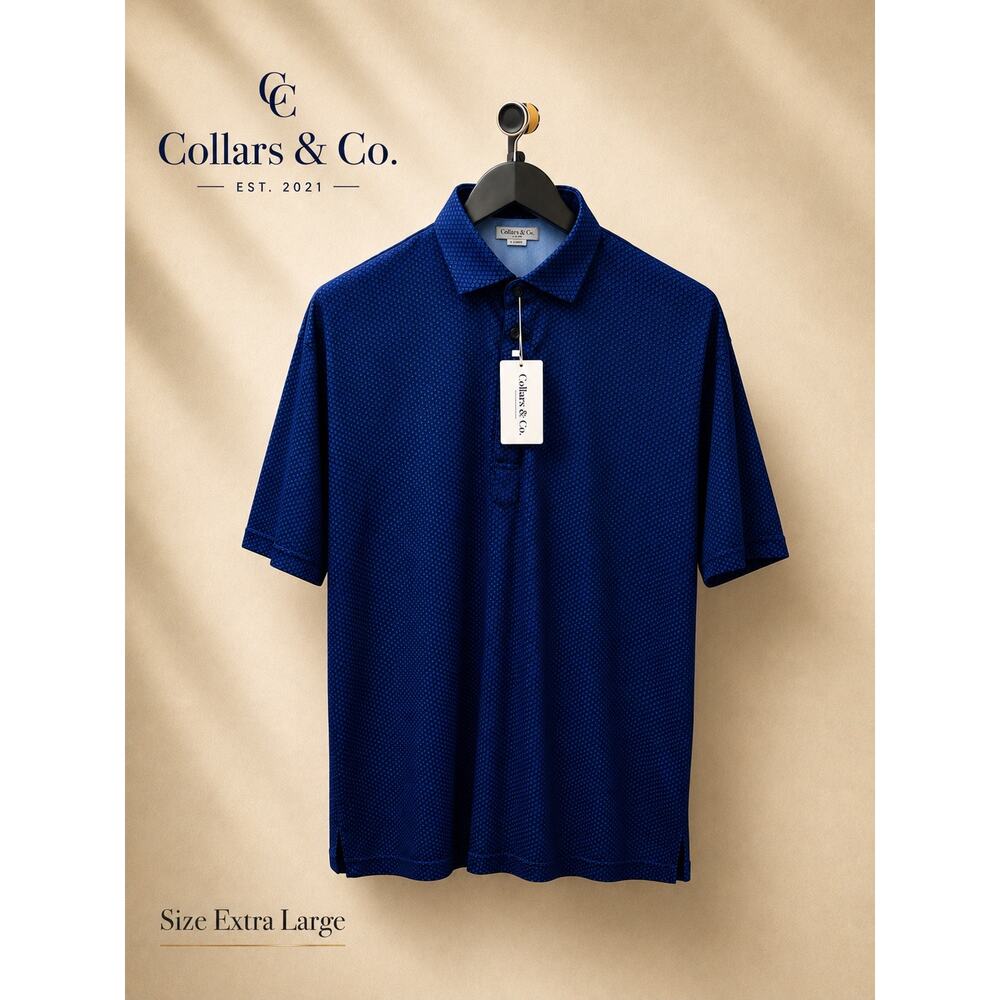 Collars & Co Blue Performance Polo XL Stretch